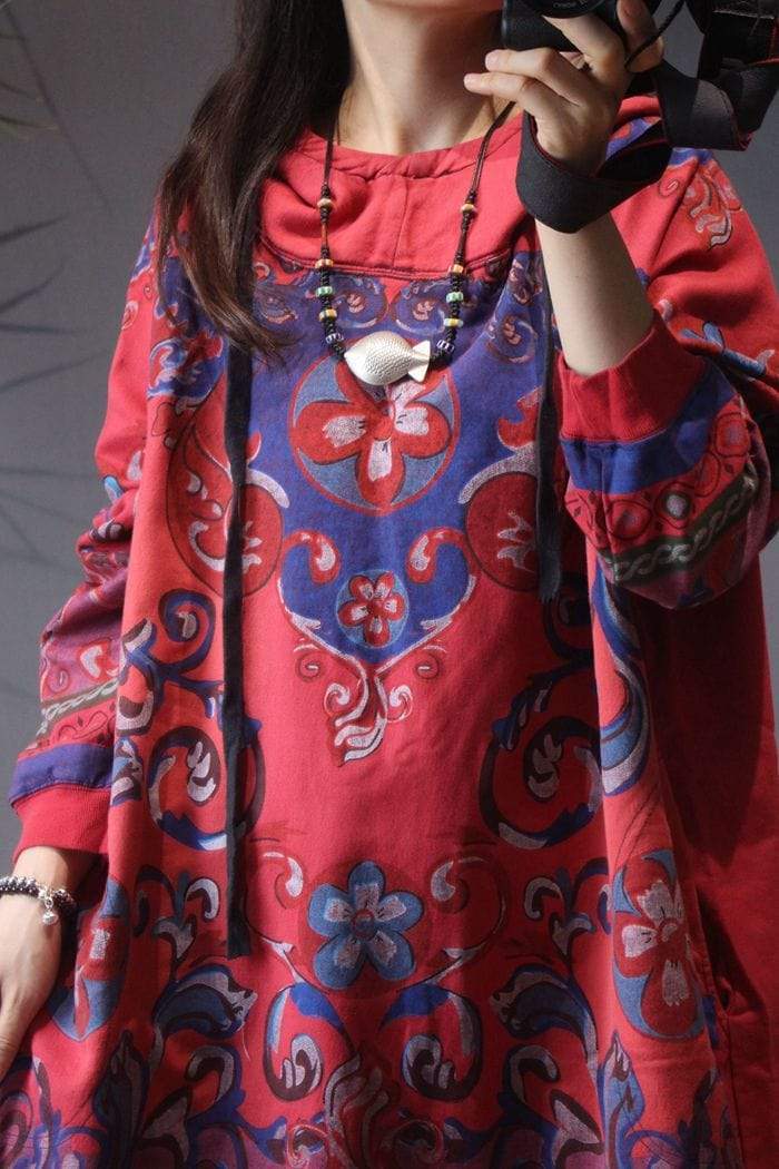 Floral Tribal Sweater Dress - YOUXIZT