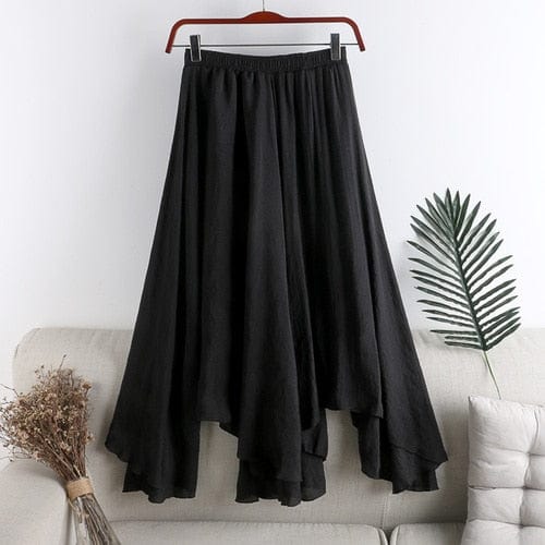 Pleated Asymmetrical Midi Skirt - VERGITR