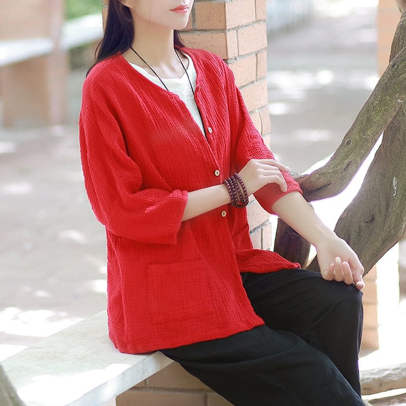 Zen Cotton Button Up Blouse - YOUXIZT