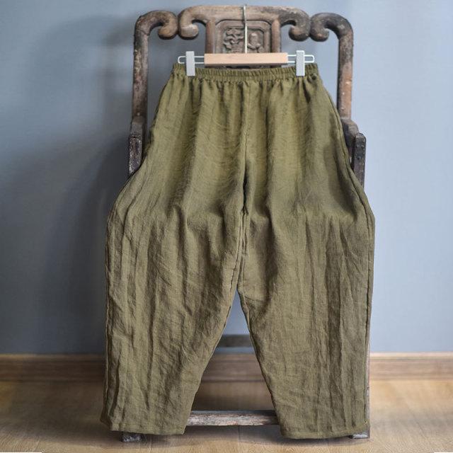 Elastic Waist Linen Trousers - YOUXIZT