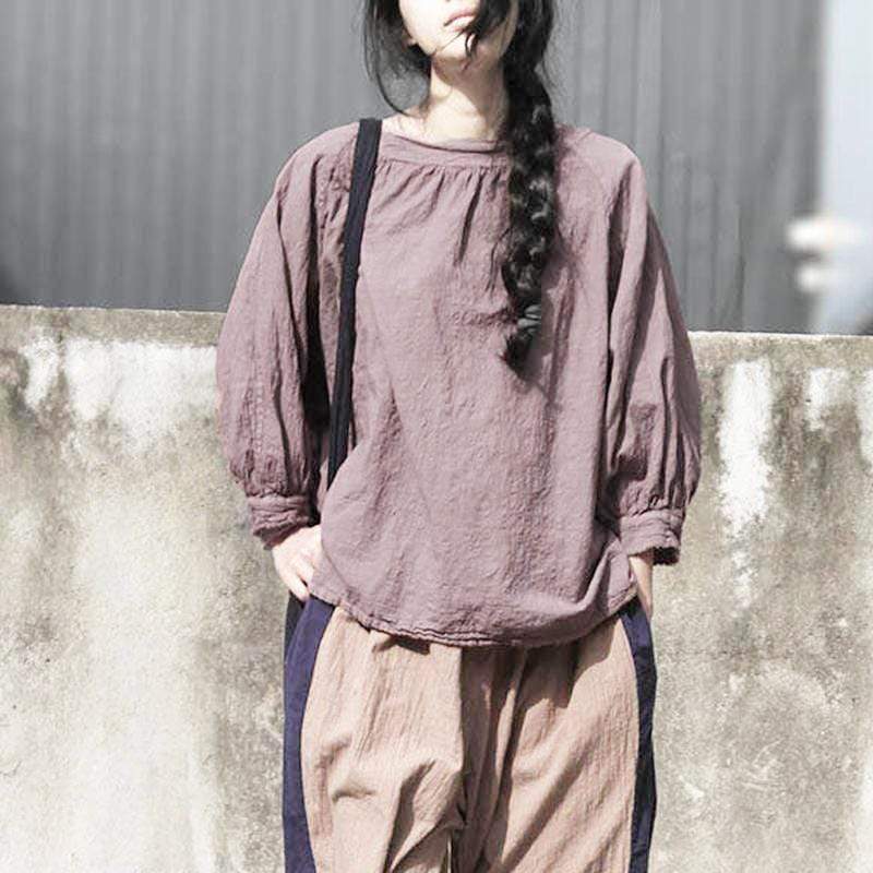 Loose Batwing Sleeve Linen T-Shirt - VERGITR