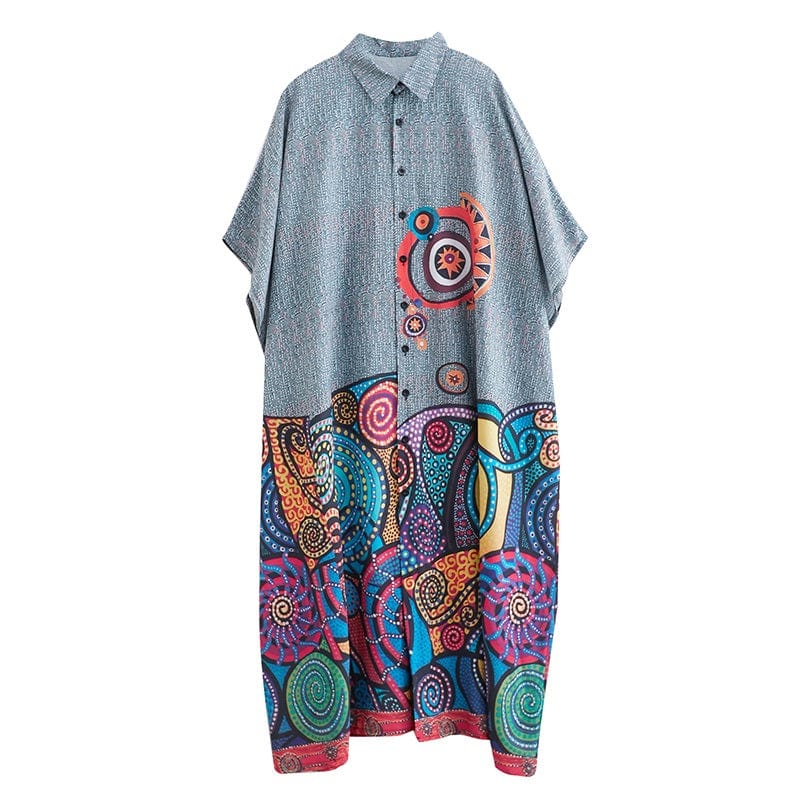 Manny oversized Floral Shirt Dress - YOUXIZT