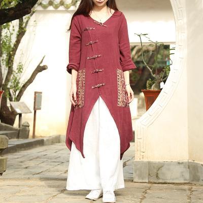 Chinese Style Draped Linen Shirt - VERGITR