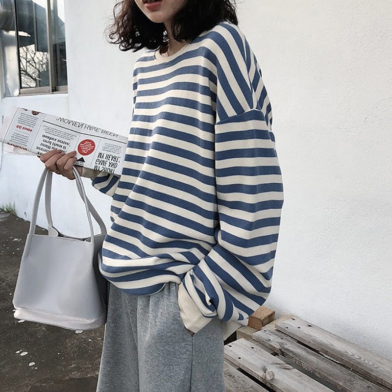 Kawaii Thin Striped Sweatshirt - VERGITR