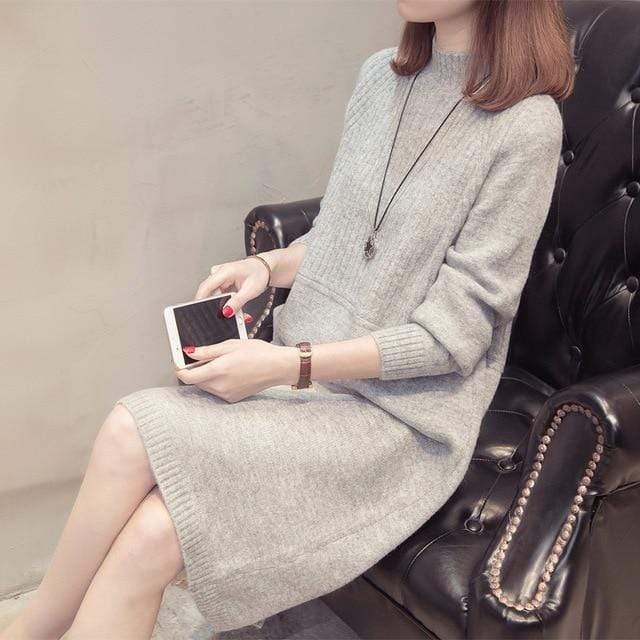 Conservative Turtleneck Sweater Dress - VERGITR