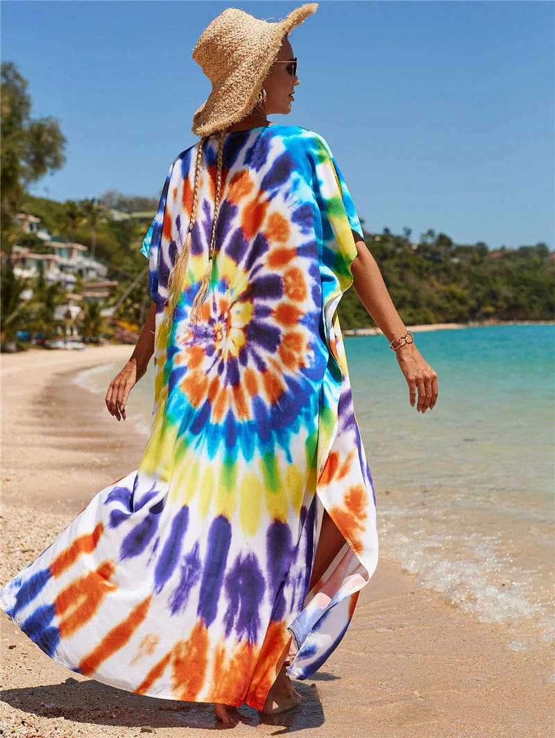 Rainbow Tie-dye Print Dress - YOUXIZT
