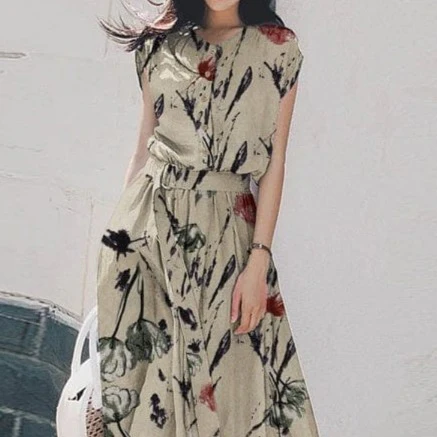 Boho Floral Printed Dress - VERGITR