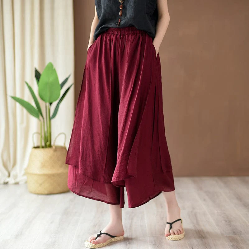 Flowy 3/4 Length Palazzo Pants - YOUXIZT
