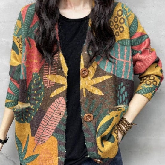 Floral Knitwear Printed Cardigan - YOUXIZT