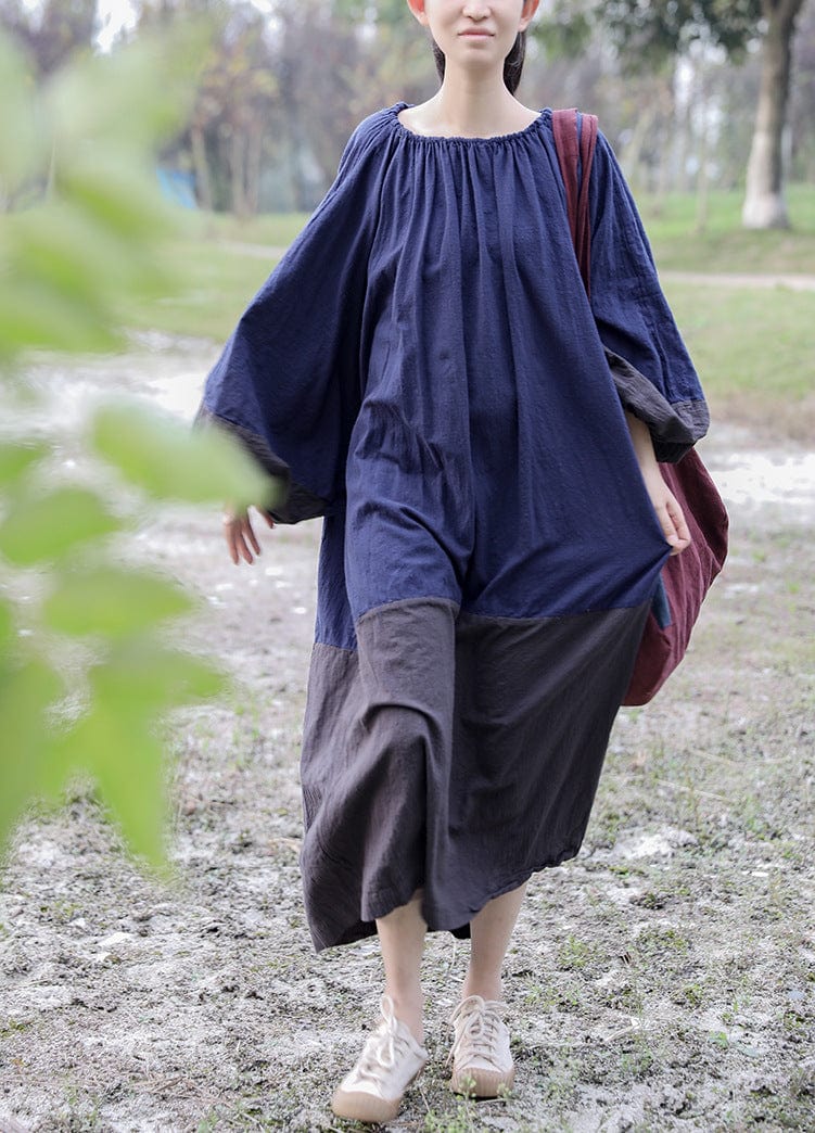 Vintage Patchwork Cotton Linen Dresses - VERGITR