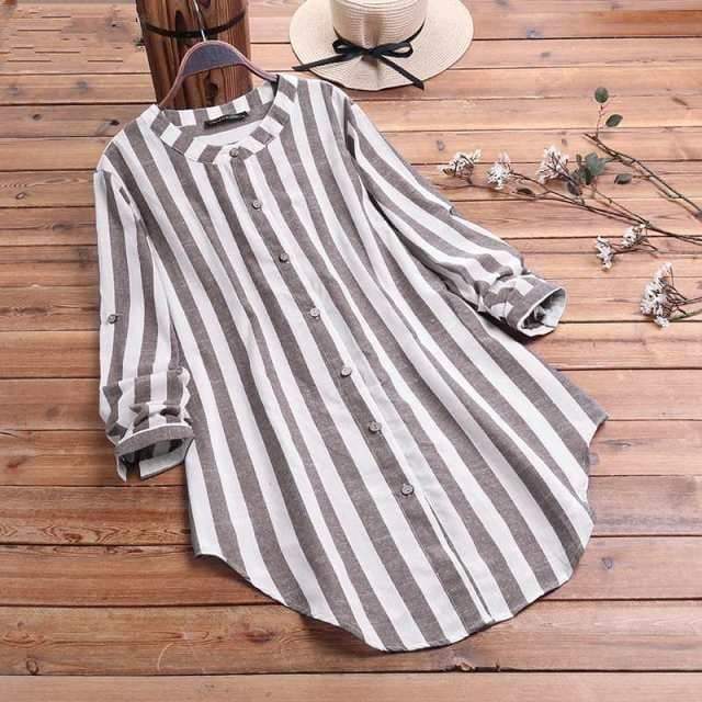 Striped Oversized Blouse - YOUXIZT