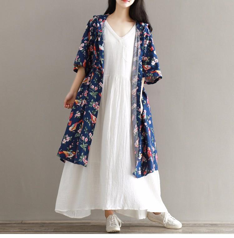 Empire Cotton and Linen Maxi Dress - VERGITR