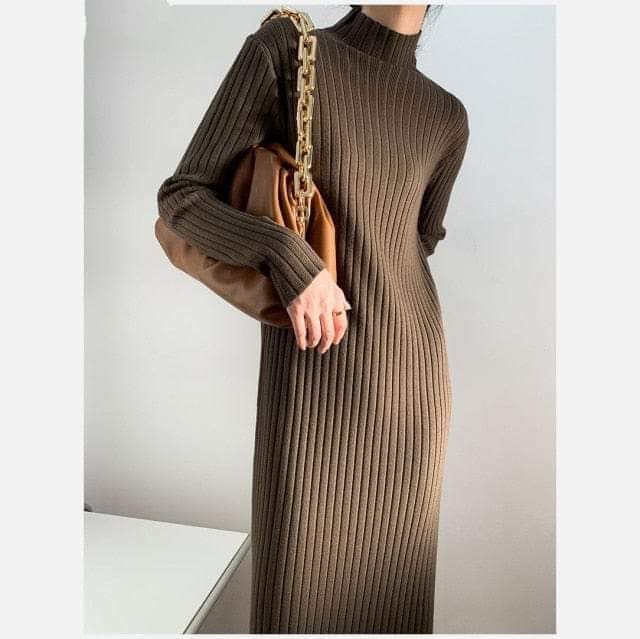 Solid Knitted Cotton Dress - YOUXIZT