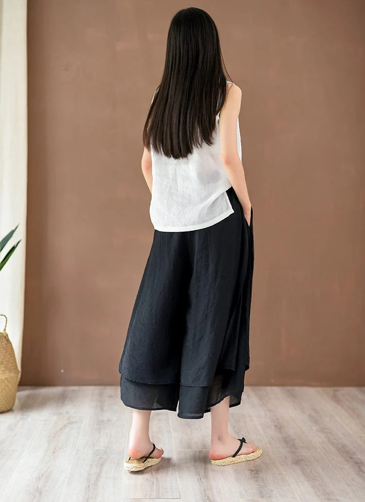 Flowy 3/4 Length Palazzo Pants - YOUXIZT