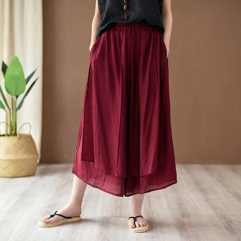 Flowy 3/4 Length Palazzo Pants - YOUXIZT