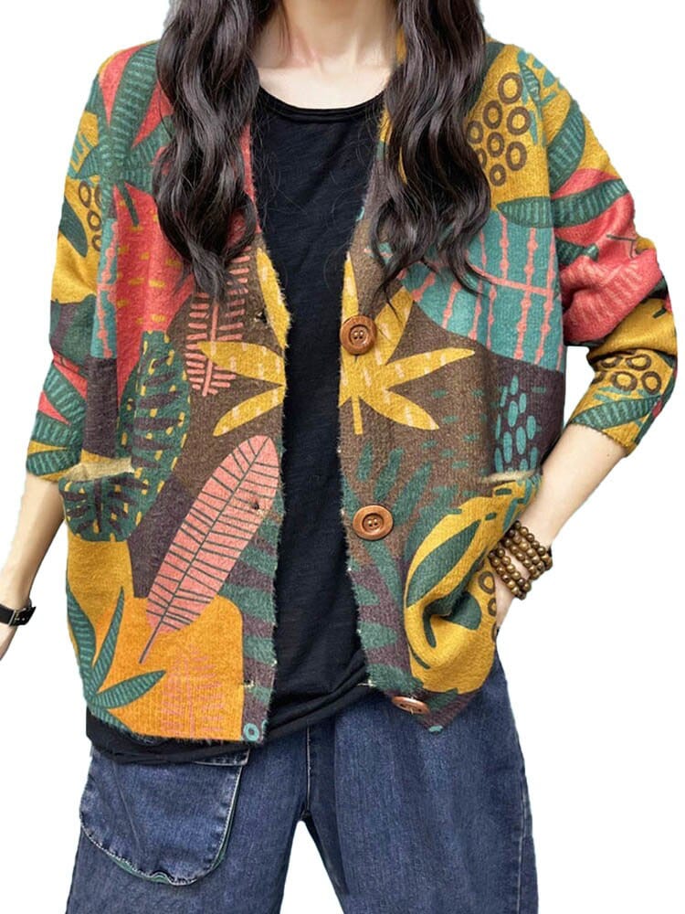 Floral Knitwear Printed Cardigan - YOUXIZT