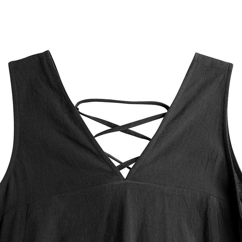 Casual V-neck Sleeveless Midi Dress - YOUXIZT