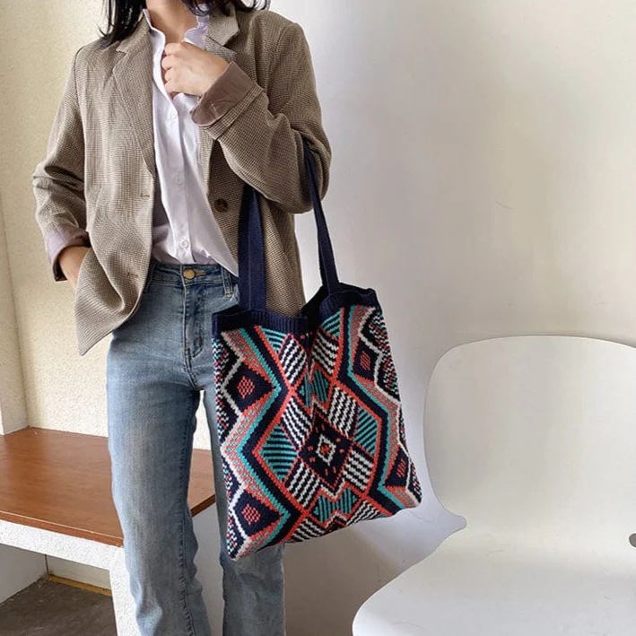 Aztec Soft Crochet Shoulder Bags - YOUXIZT