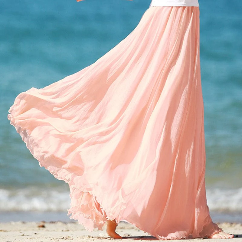 Boho Ruffled Chiffon Skirt - VERGITR