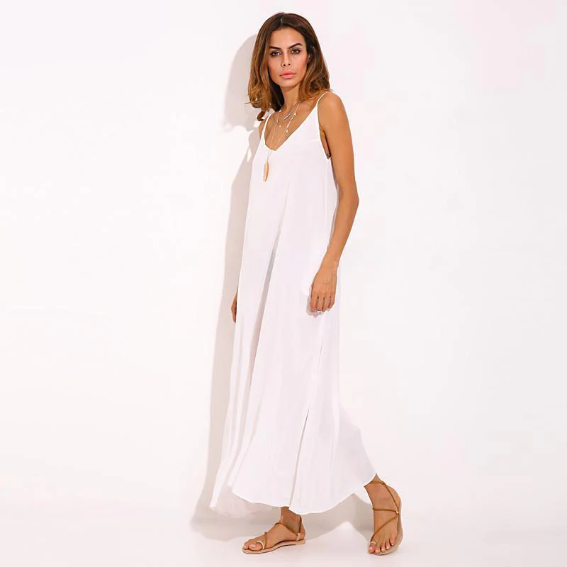 Boho V Neck Sleeveless Beach Dress - YOUXIZT