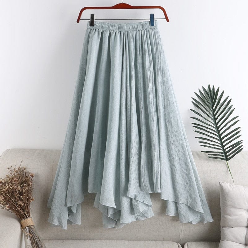 Pleated Asymmetrical Midi Skirt - YOUXIZT