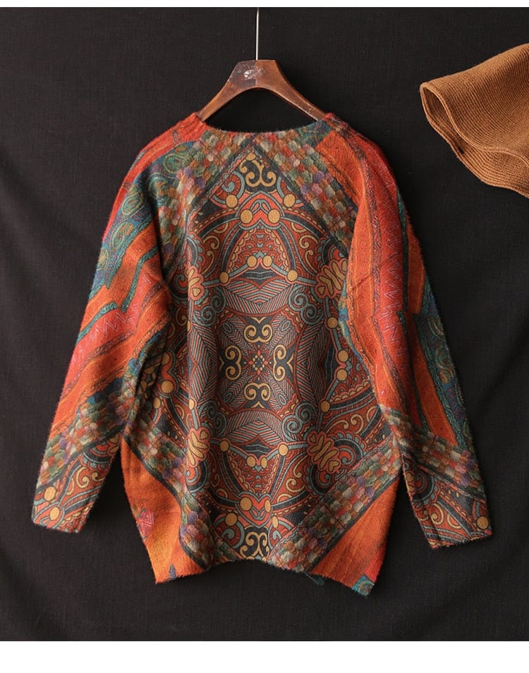 Asia inspired Mandala Cashmere Sweater - YOUXIZT
