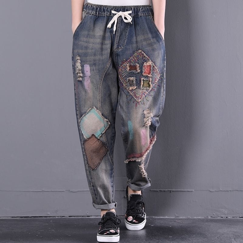 Gradient Patchwork Hipster Jeans - YOUXIZT