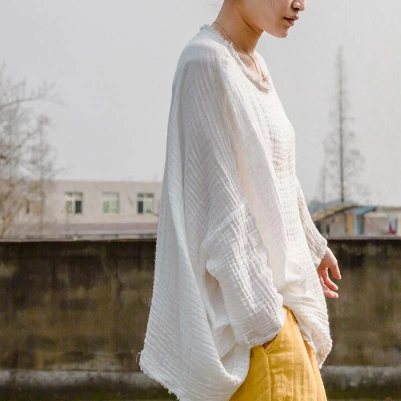 White Oversized Linen Shirt - YOUXIZT