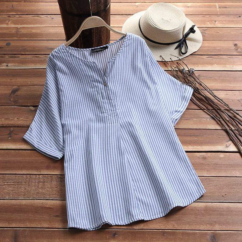 Oversized Plus Size Striped T-Shirt - YOUXIZT