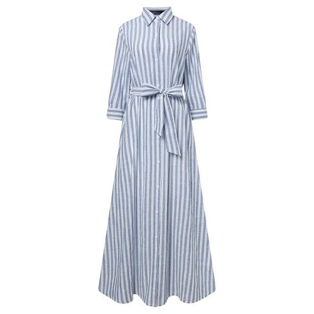 My Destiny Striped Maxi Shirt Dress - YOUXIZT