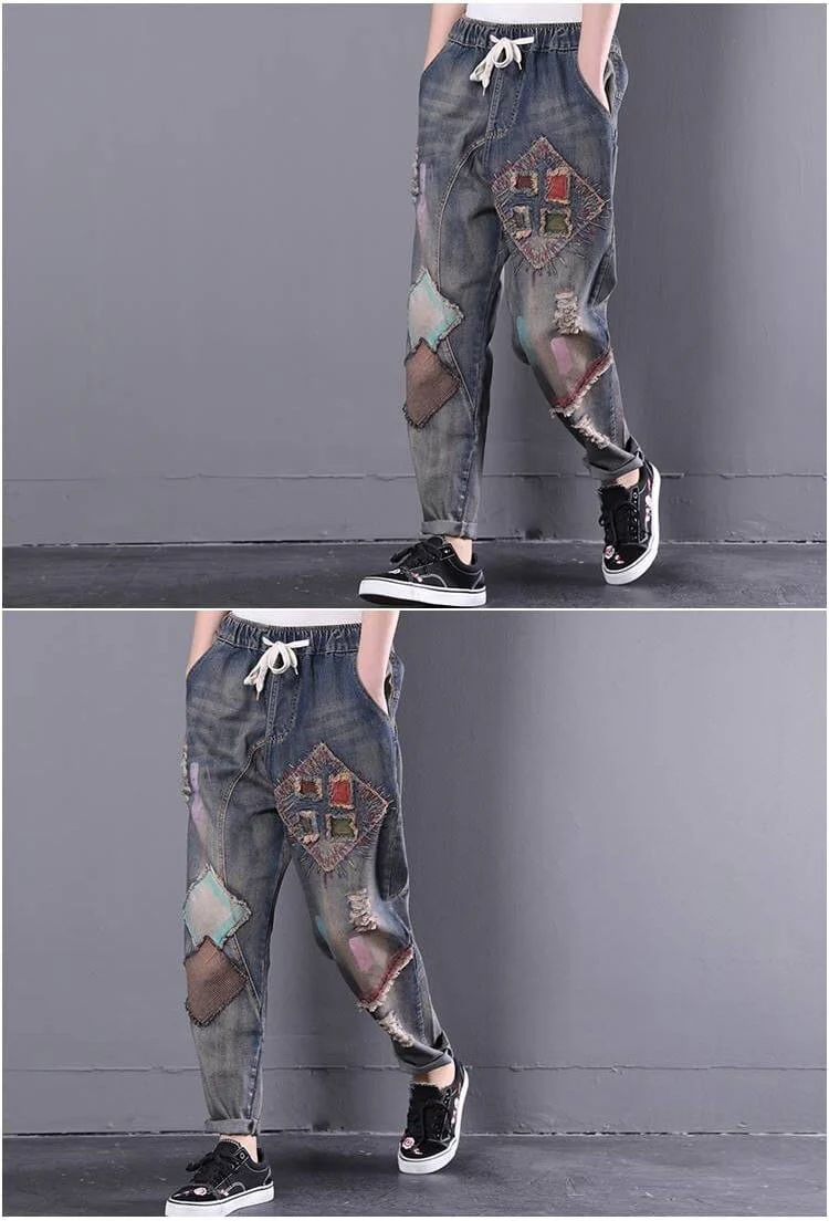Gradient Patchwork Hipster Jeans - VERGITR