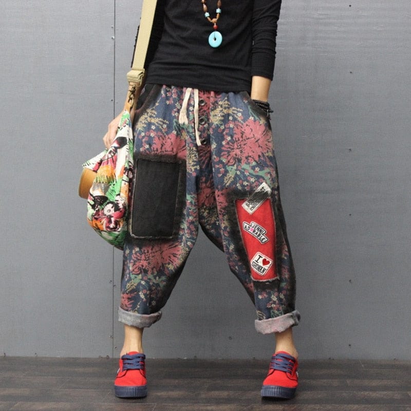 Patchwork Hipster Harem Jeans - VERGITR