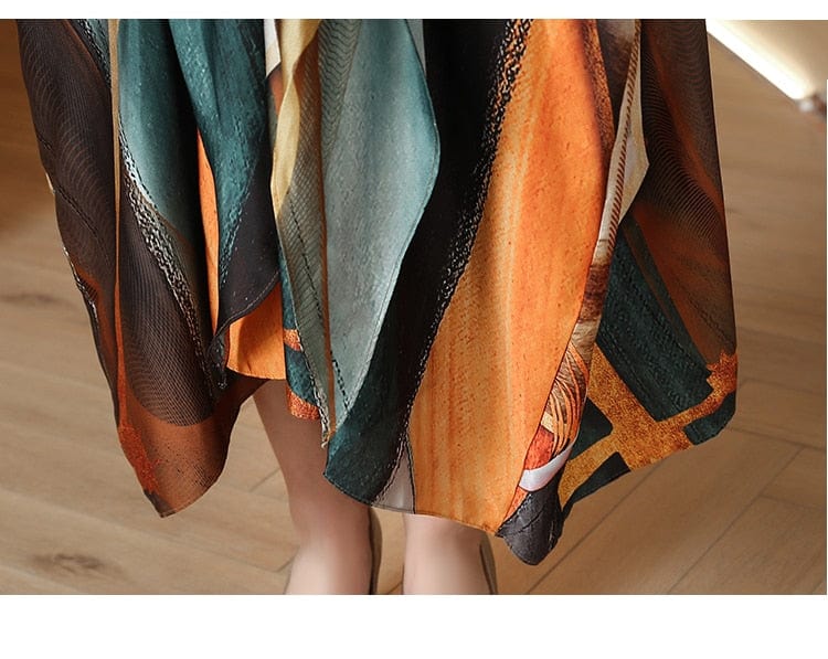 Abstract Art Natural Silk Midi Dress - YOUXIZT