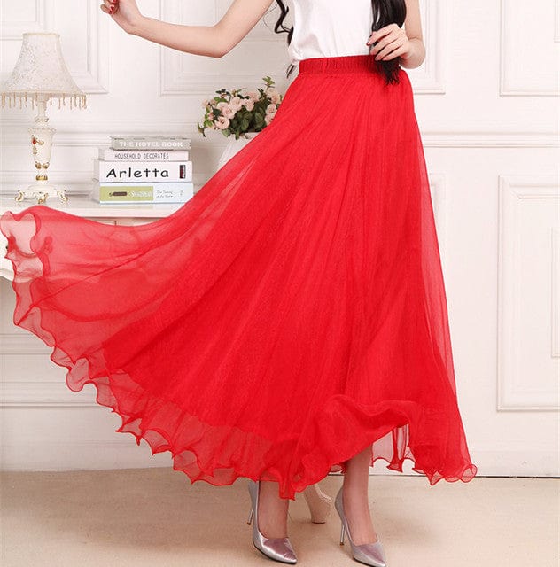 Boho Ruffled Chiffon Skirt - YOUXIZT