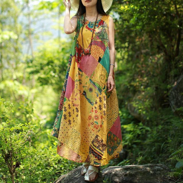 Sweet Dreams Patchwork Hippie Dress - YOUXIZT