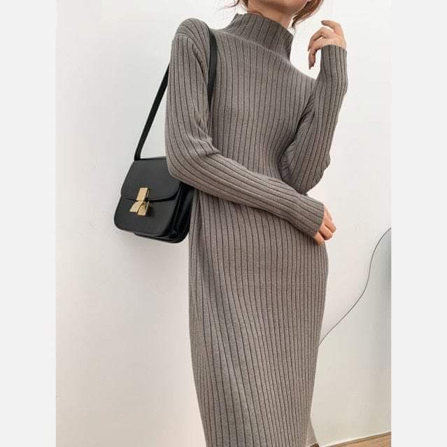 Solid Knitted Cotton Dress - YOUXIZT