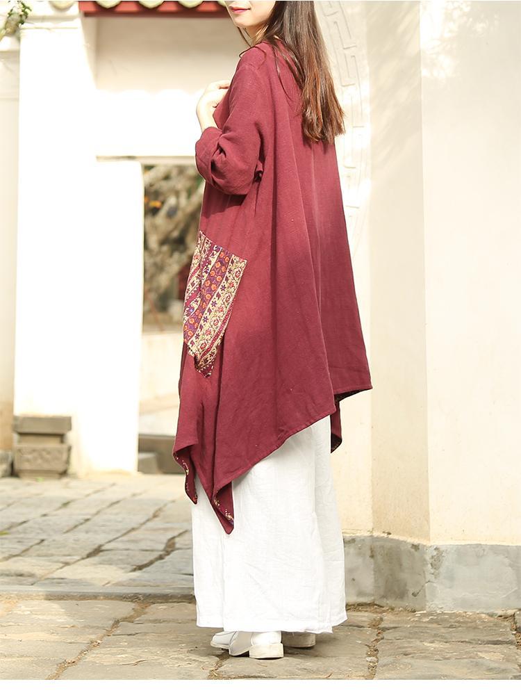 Chinese Style Draped Linen Shirt - YOUXIZT