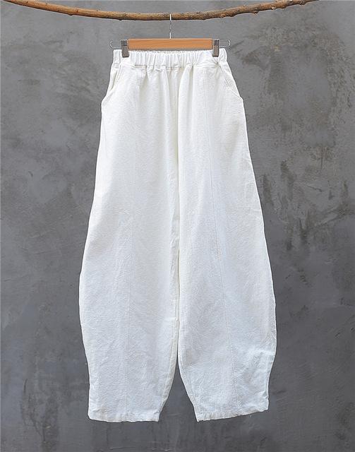 Japanese Zen Cotton Linen Palazzo Pants - YOUXIZT