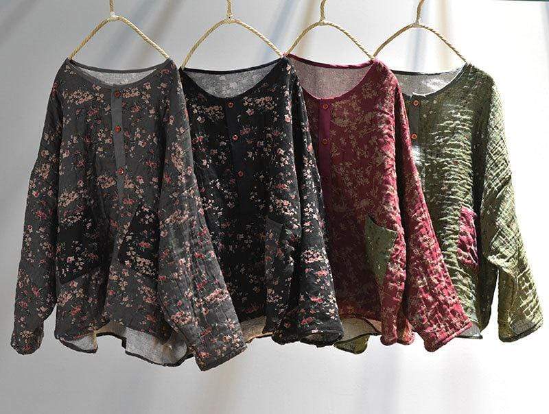 Floral Cotton and Linen Blouse - YOUXIZT