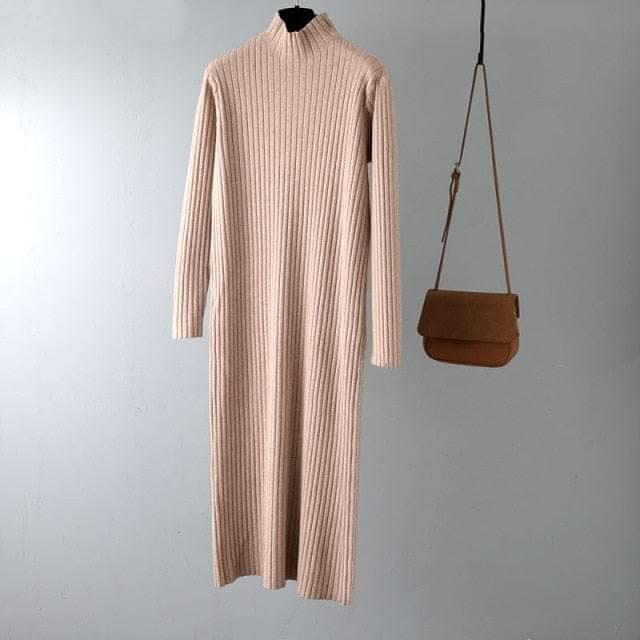 Solid Knitted Cotton Dress - YOUXIZT