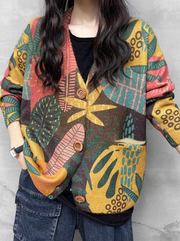 Floral Knitwear Printed Cardigan - YOUXIZT