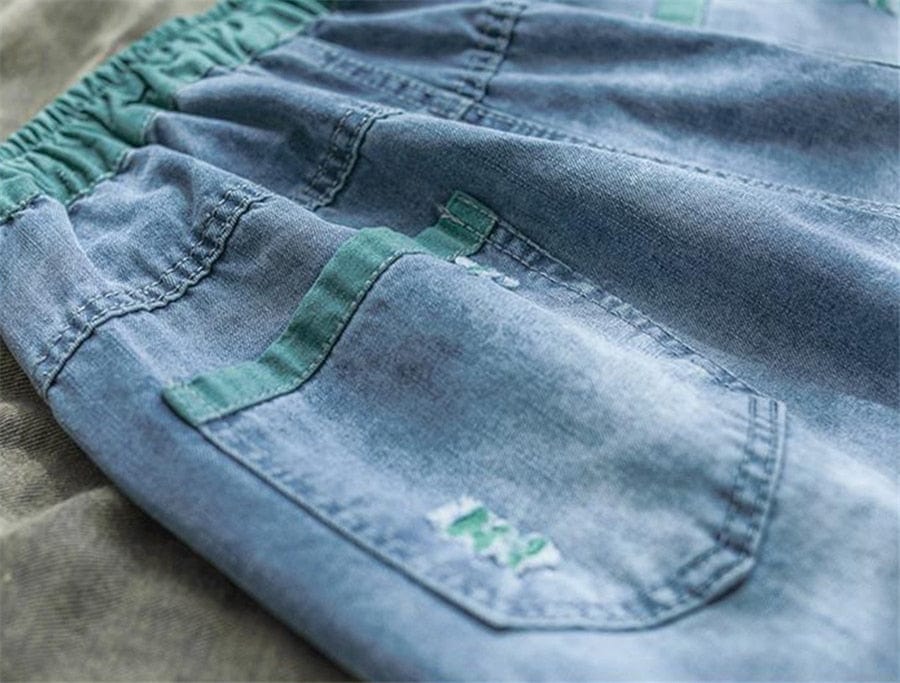 Ripped Harem High Waist Denim Pants - VERGITR