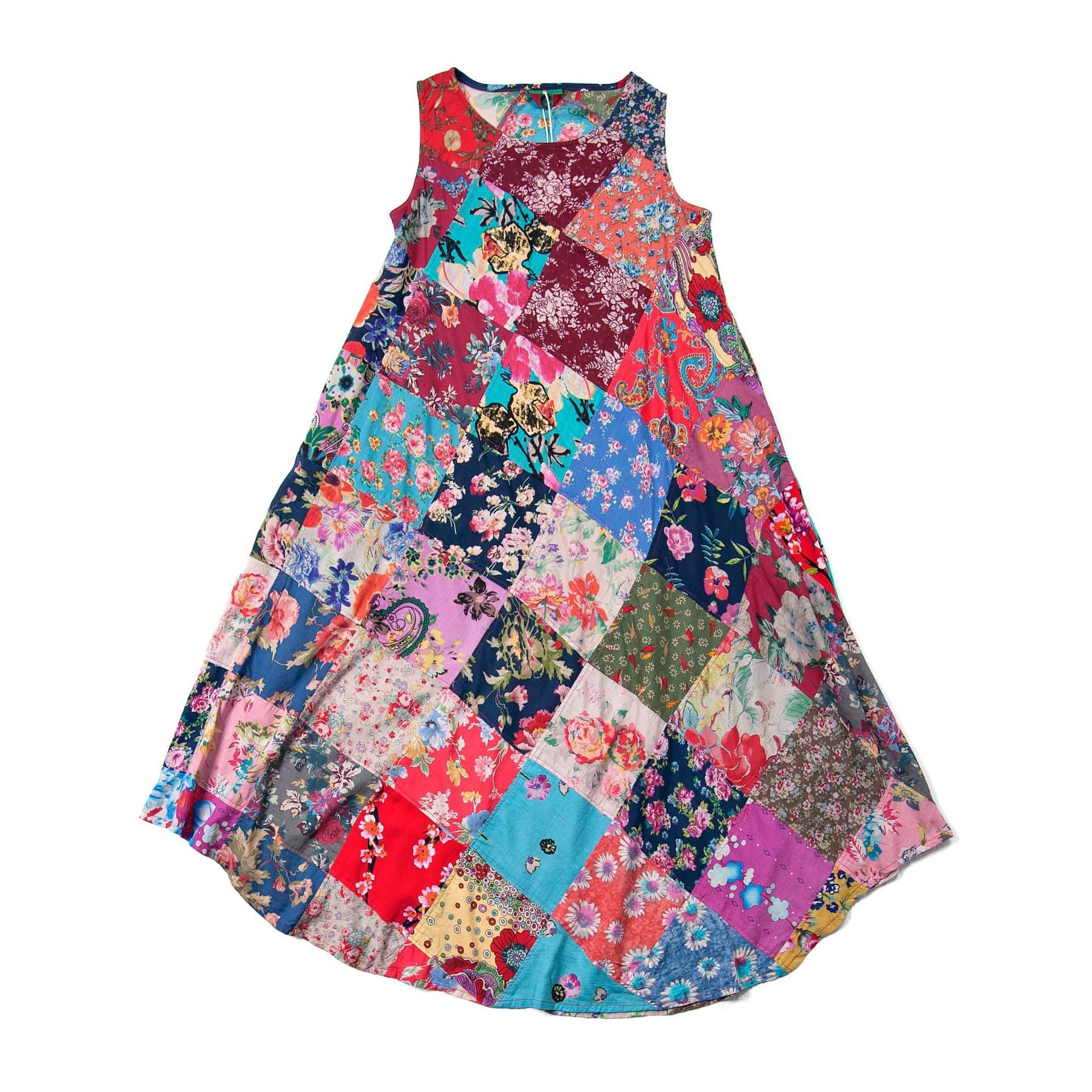 Patchwork Colourful Cotton Hippie Dress - YOUXIZT