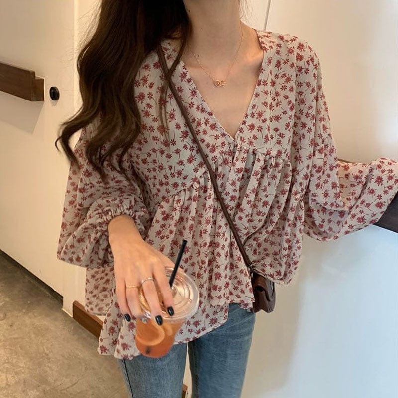 Lily of The Incas Puff Sleeve Floral Blouse - YOUXIZT