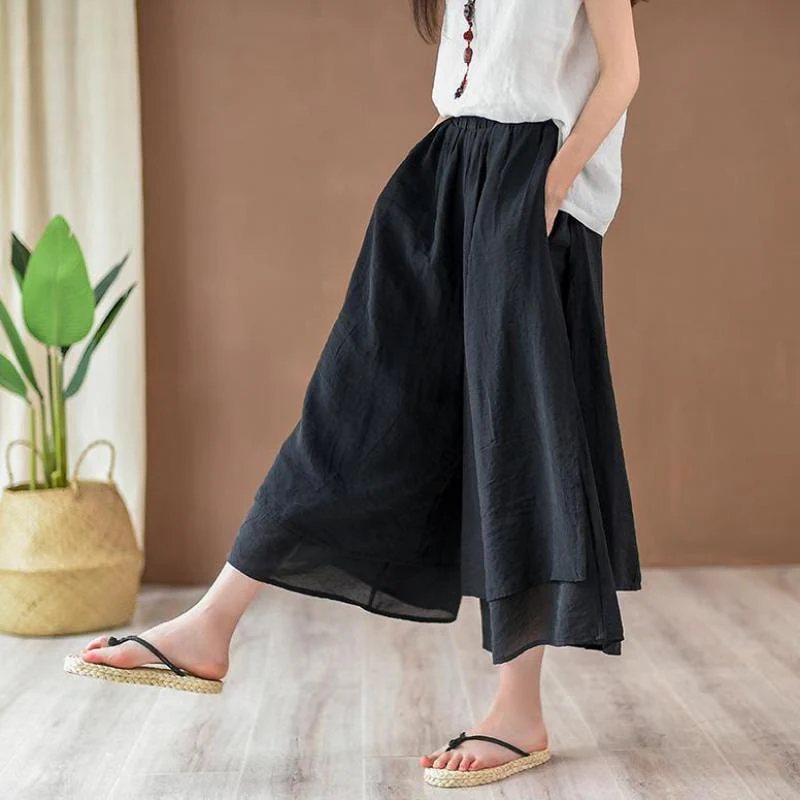 Flowy 3/4 Length Palazzo Pants - YOUXIZT