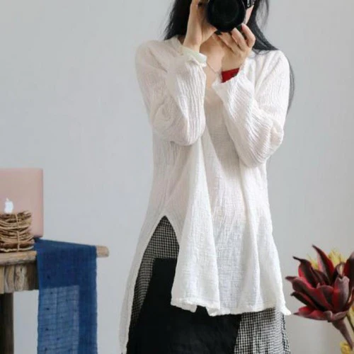 Breathable Linen High-Low Top - VERGITR