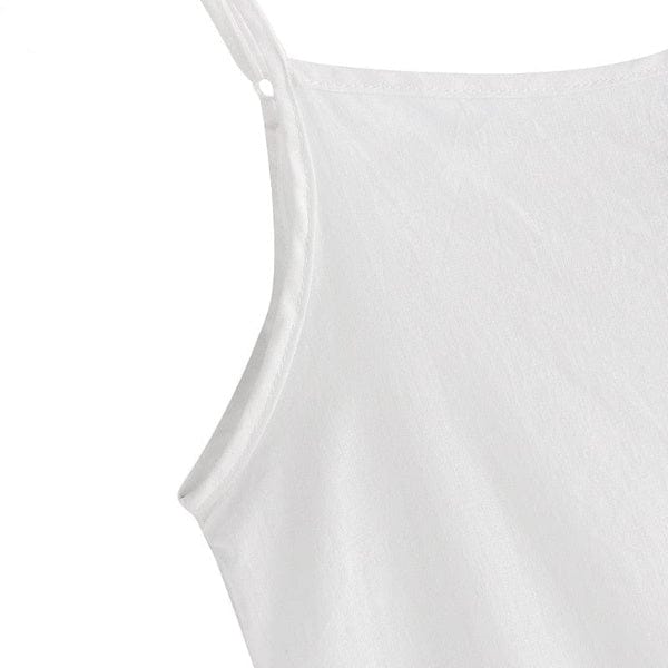 White Spaghetti Strap Dress - YOUXIZT