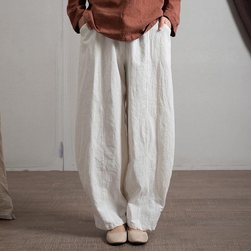 Japanese Zen Cotton Linen Palazzo Pants - YOUXIZT