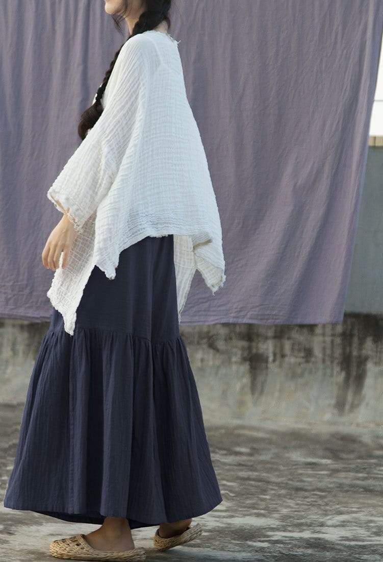 Irregular Batwing Sleeve Fold Cotton T-Shirt - YOUXIZT