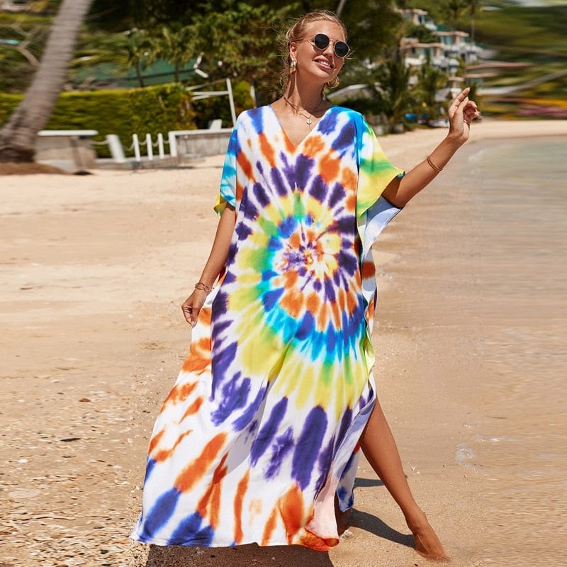 Rainbow Tie-dye Print Dress - VERGITR
